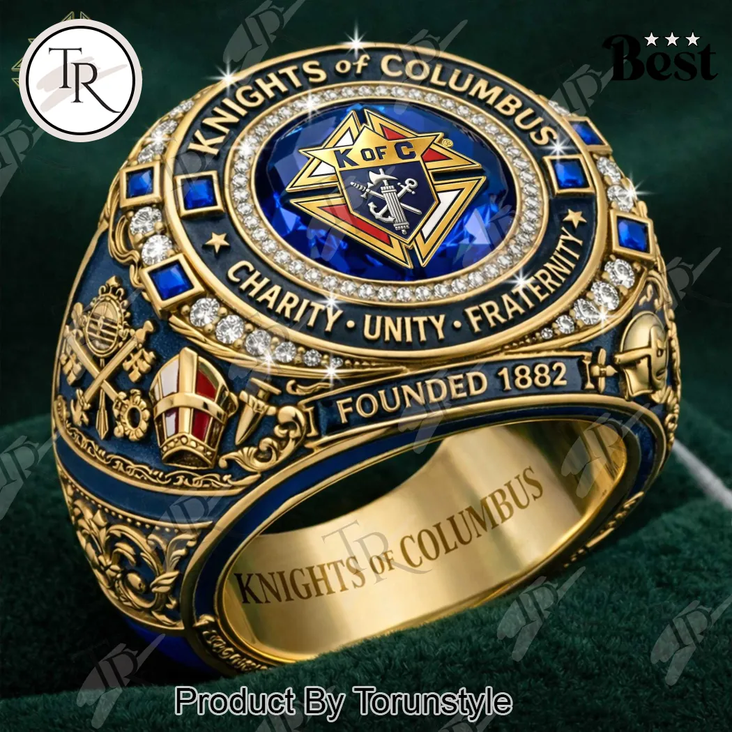 Knights of Columbus Premium Gold Blue Stone Commemorative Ring Knights of Columbus Premium Gold Blue Stone Commemorative Ring