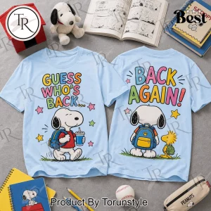 Snoopy Peanuts Back to School Guess Who’s Back Light Blue T-Shirt Snoopy Peanuts Back to School Guess Who’s Back Light Blue T-Shirt
