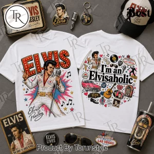 Elvis Presley I’m An Elvisaholic Las Vegas Retro Double Sided Graphic T-Shirt