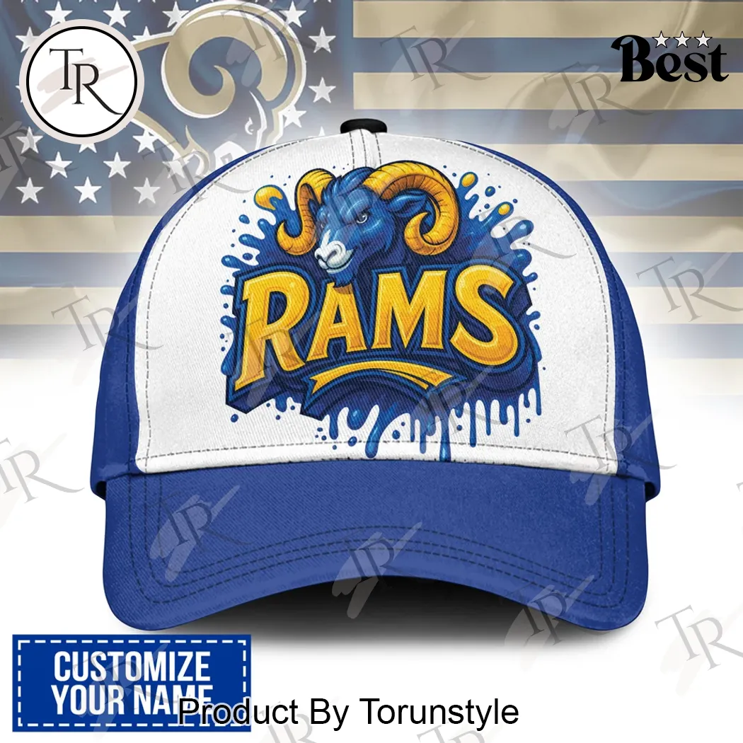 Los Angeles Rams Personalized Name Graffiti Drip Art Football Fan Baseball Cap Los Angeles Rams Personalized Name Graffiti Drip Art Football Fan Baseball Cap
