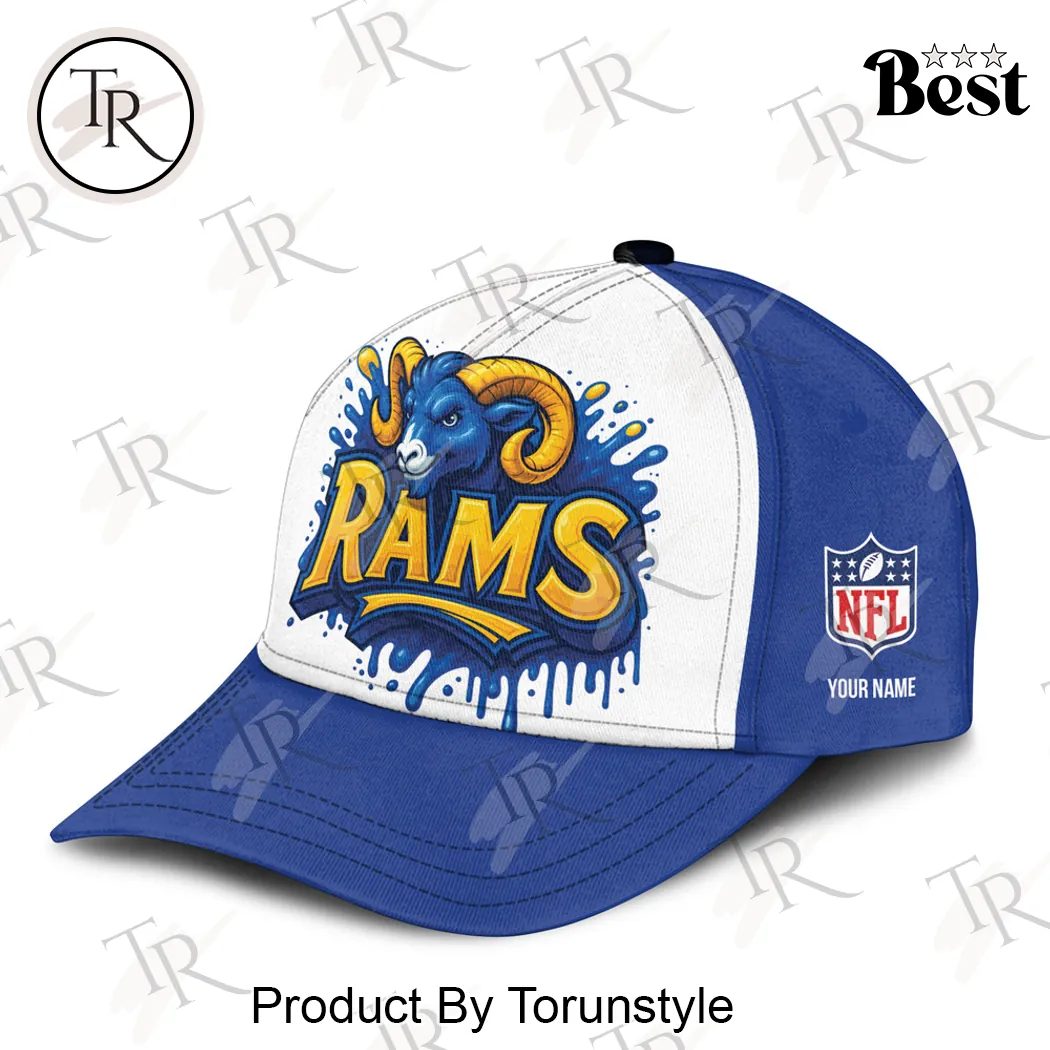 Los Angeles Rams Personalized Name Graffiti Drip Art Football Fan Baseball Cap Los Angeles Rams Personalized Name Graffiti Drip Art Football Fan Baseball Cap