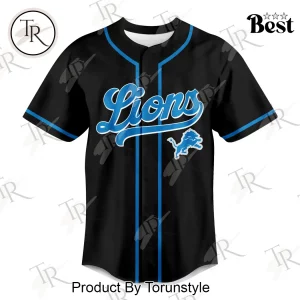 Detroit Lions God First Family Second Faith and Brotherhood Premium Black Baseball Jersey