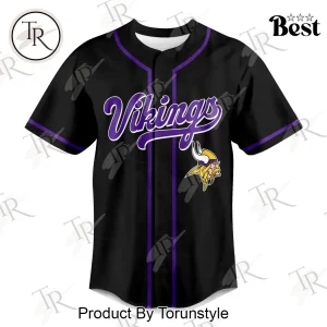 Minnesota Vikings God First Family Second Faith and Brotherhood Premium Black Baseball Jersey