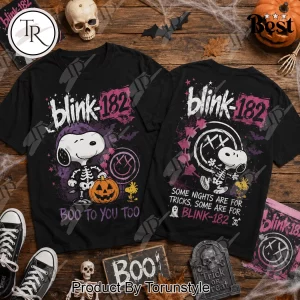 Blink-182 Snoopy Skeleton Halloween Retro Punk Rock Graphic T-Shirt