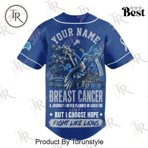 Detroit Lions Breast Cancer Awareness Hope Over Fear Custom Baseball Jersey