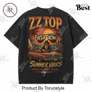 ZZ Top Vintage Rock Band Summer Vibes Retro Graphic Washed Black T-Shirt
