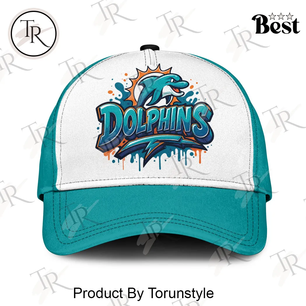Miami Dolphins Personalized Custom Name Graffiti Splash NFL Baseball Cap Miami Dolphins Personalized Custom Name Graffiti Splash NFL Baseball Cap