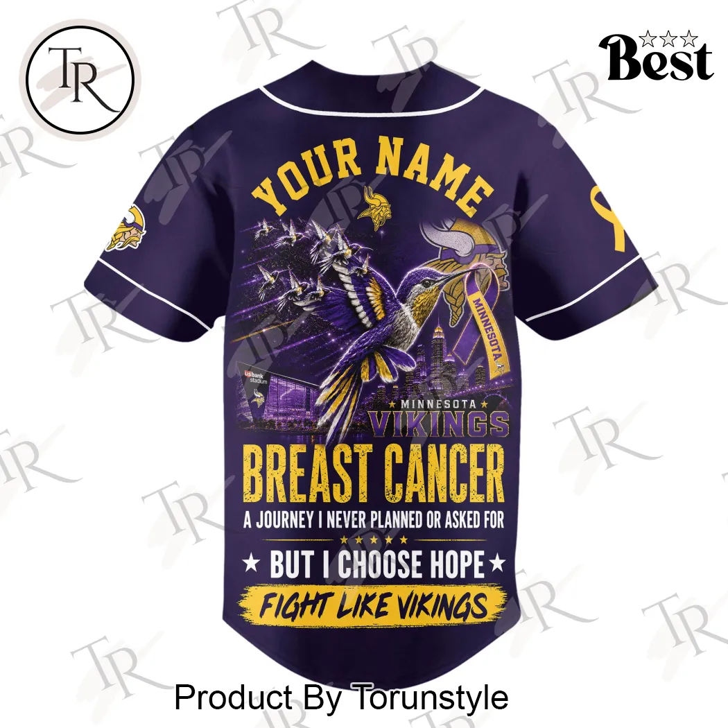 Minnesota Vikings Breast Cancer Awareness Personalized Hope Over Fear Baseball Jersey Minnesota Vikings Breast Cancer Awareness Personalized Hope Over Fear Baseball Jersey