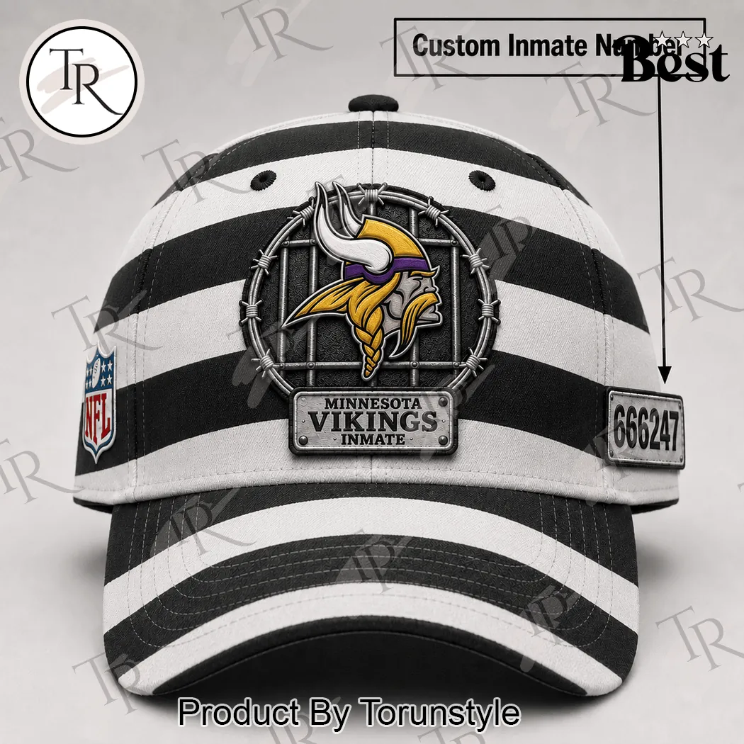 Minnesota Vikings NFL Personalized Inmate Striped Baseball Cap Minnesota Vikings NFL Personalized Inmate Striped Baseball Cap