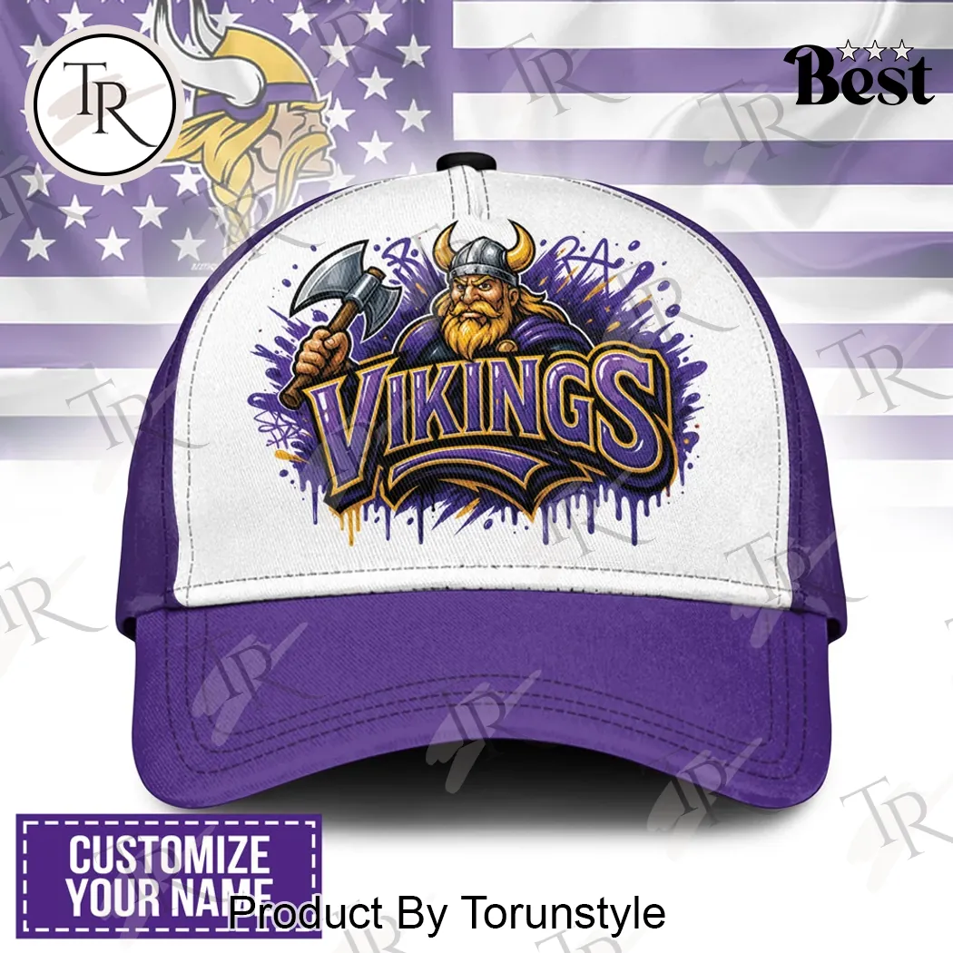 Minnesota Vikings Personalized Name Premium Graffiti Purple Baseball Cap Minnesota Vikings Personalized Name Premium Graffiti Purple Baseball Cap