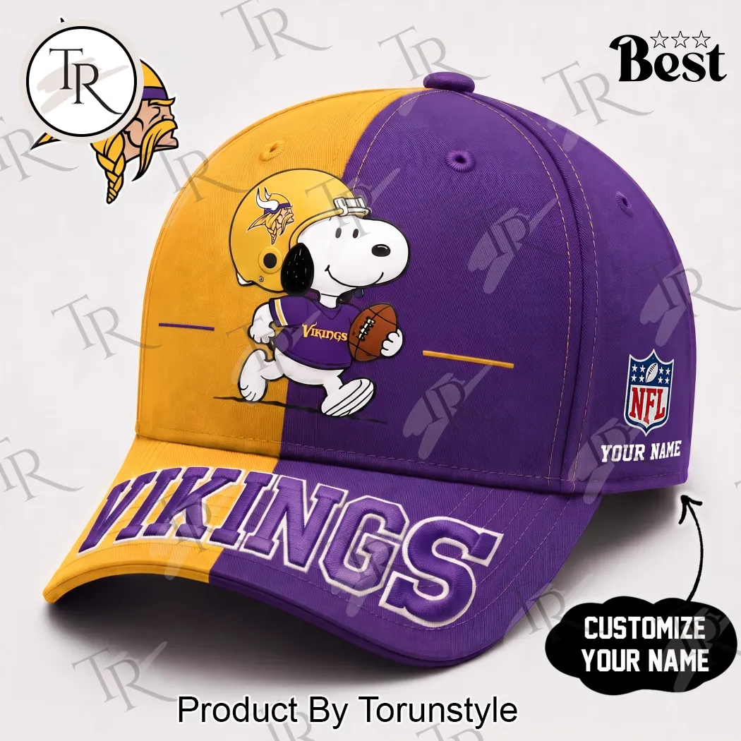 Minnesota Vikings Snoopy Personalized Split Color NFL Baseball Cap Minnesota Vikings Snoopy Personalized Split Color NFL Baseball Cap