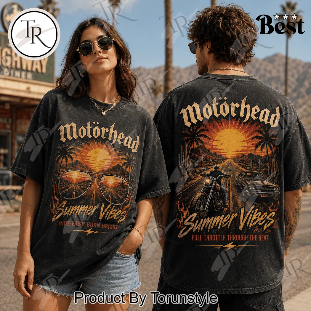 Motorhead Summer Vibes Desert Highway Vintage Washed Biker Graphic T-Shirt Motorhead Summer Vibes Desert Highway Vintage Washed Biker Graphic T-Shirt