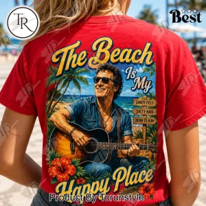 Bruce Springsteen The Beach Is My Happy Place Vintage Summer of 69 Retro Rock T-Shirt