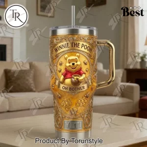 Winnie the Pooh Oh Bother Vintage Gold 3D Embossed 40oz Insulated Travel Mug Tumbler