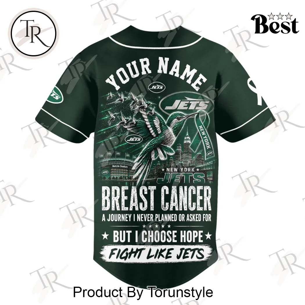 New York Jets Breast Cancer Awareness Hope Over Fear Personalized Baseball Jersey New York Jets Breast Cancer Awareness Hope Over Fear Personalized Baseball Jersey