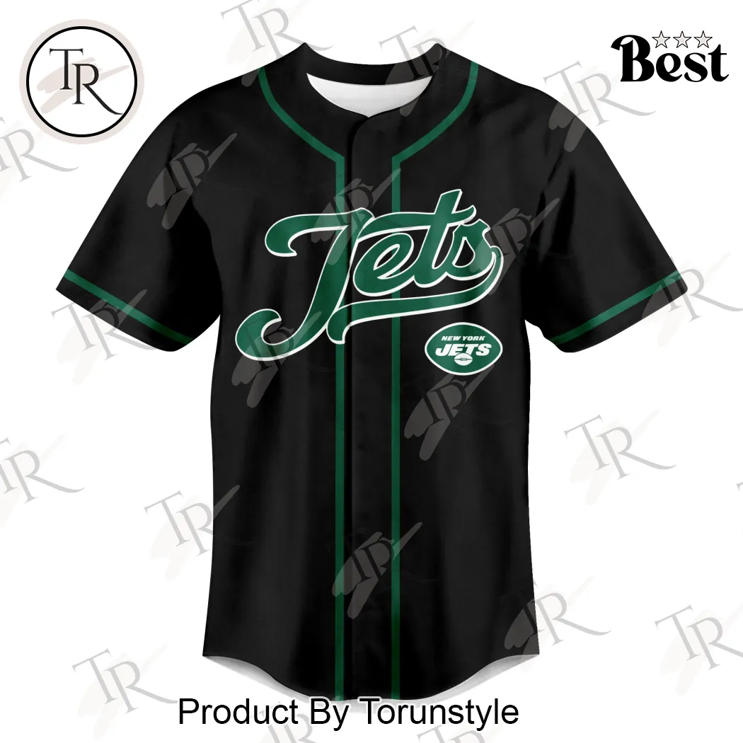 New York Jets God First Family Second Faith and Brotherhood Premium Black Graphic Baseball Jersey New York Jets God First Family Second Faith and Brotherhood Premium Black Graphic Baseball Jersey