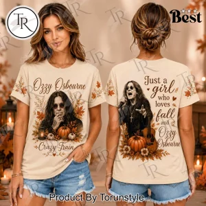 Ozzy Osbourne Just A Girl Who Loves Fall Crazy Train Autumn Pumpkin Vintage Graphic T-Shirt
