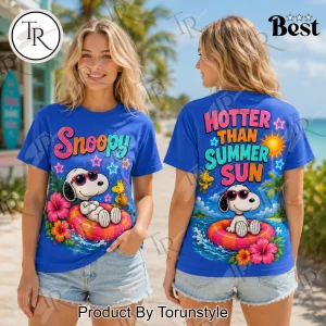 Retro Peanuts Snoopy Tropical Hibiscus Blue Premium T-Shirt