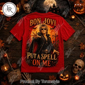 Bon Jovi Spooky Season Halloween Vampire Portrait Red Graphic T-Shirt