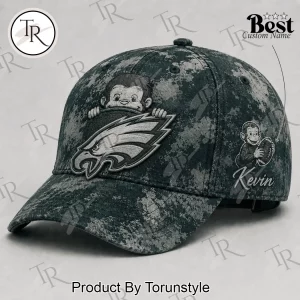 Philadelphia Eagles Curious George Personalized Green Camouflage Baseball Cap