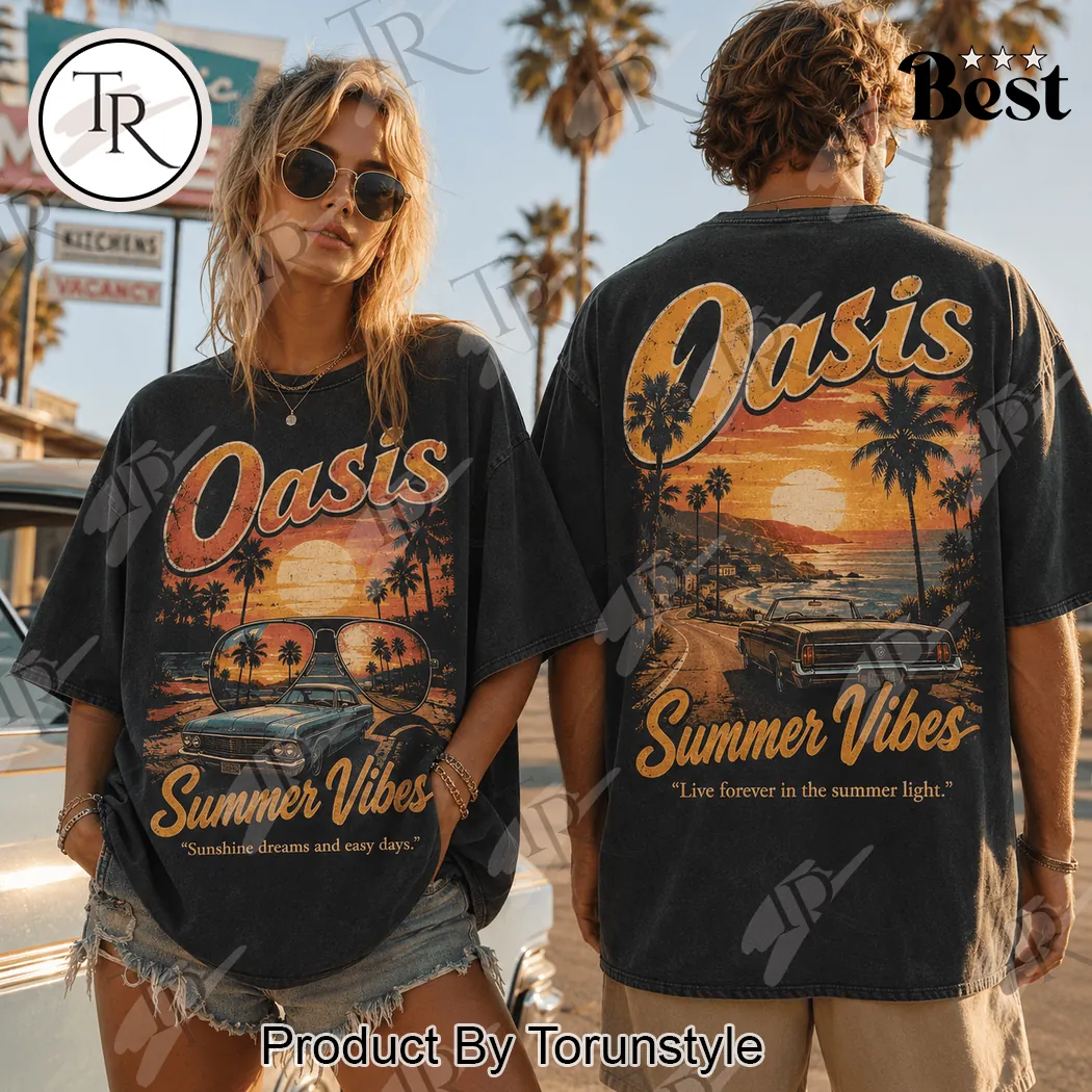 Oasis Summer Vibes Vintage Wash Retro Band Graphic T-Shirt Oasis Summer Vibes Vintage Wash Retro Band Graphic T-Shirt