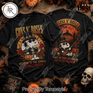 Guns N’ Roses x Snoopy Slash Welcome to the Jungle Retro Halloween Graphic T-Shirt