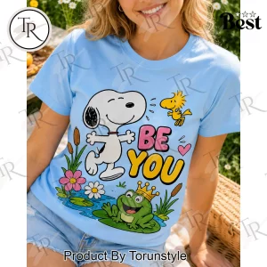 Snoopy Be You The World Will Adjust Inspirational Cartoon Graphic T-Shirt