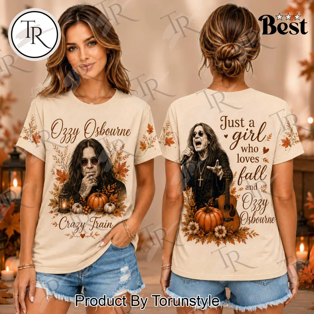 Ozzy Osbourne Just A Girl Who Loves Fall Crazy Train Autumn Pumpkin Vintage Graphic T-Shirt Ozzy Osbourne Just A Girl Who Loves Fall Crazy Train Autumn Pumpkin Vintage Graphic T-Shirt