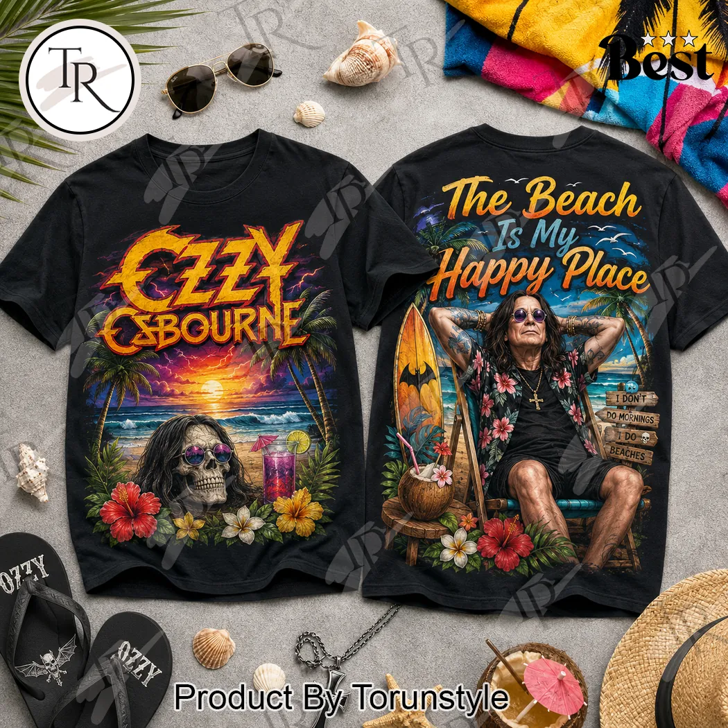 Ozzy Osbourne Retro Rocker Tropical Beach Paradise Graphic T-Shirt Ozzy Osbourne Retro Rocker Tropical Beach Paradise Graphic T-Shirt