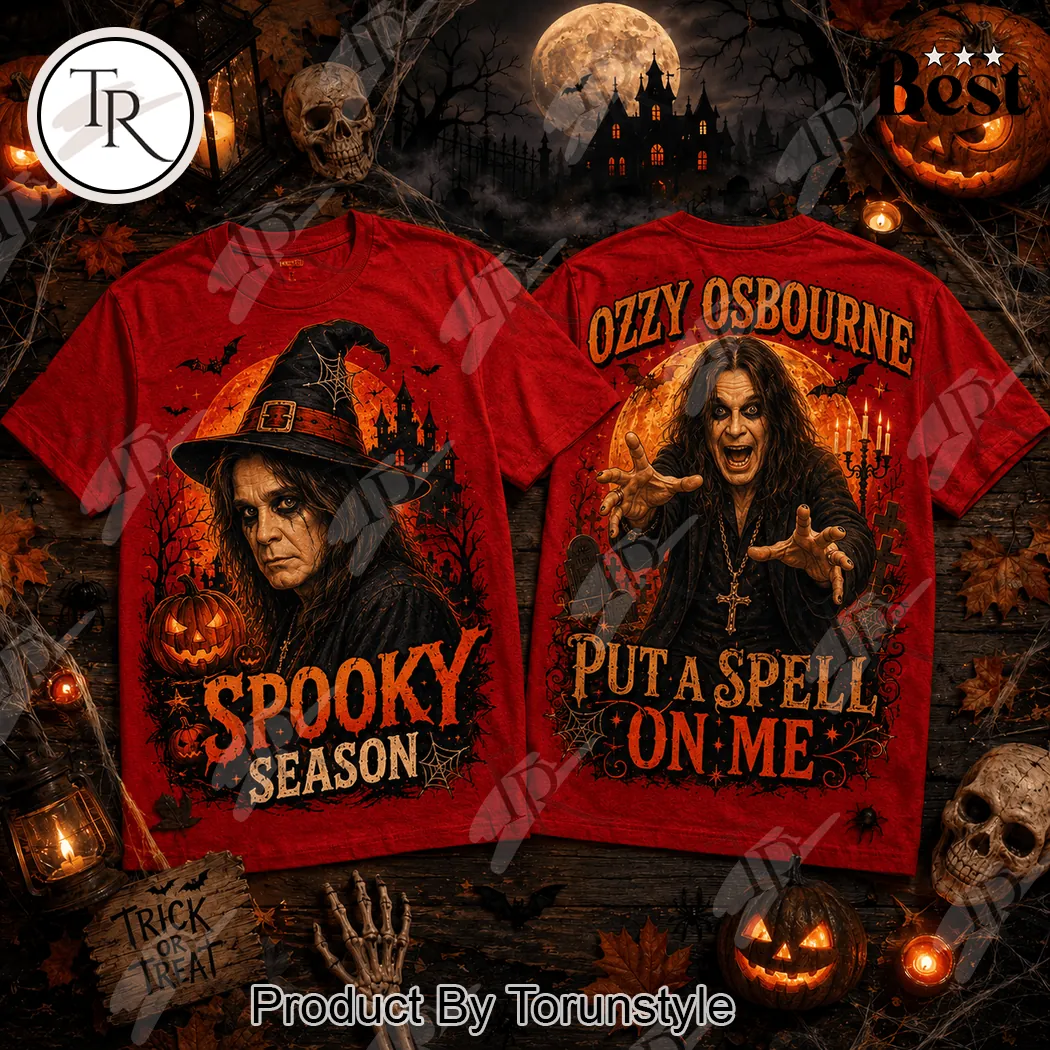 Ozzy Osbourne Spooky Season Witch Hat Gothic Rock Halloween Graphic T-Shirt Ozzy Osbourne Spooky Season Witch Hat Gothic Rock Halloween Graphic T-Shirt