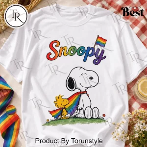 Snoopy We Pride At Dawn Rainbow LGBTQ Graphic T-Shirt