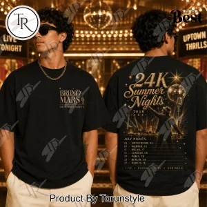 Bruno Mars 24K Summer Nights Tour Vintage Double Sided Concert T-Shirt