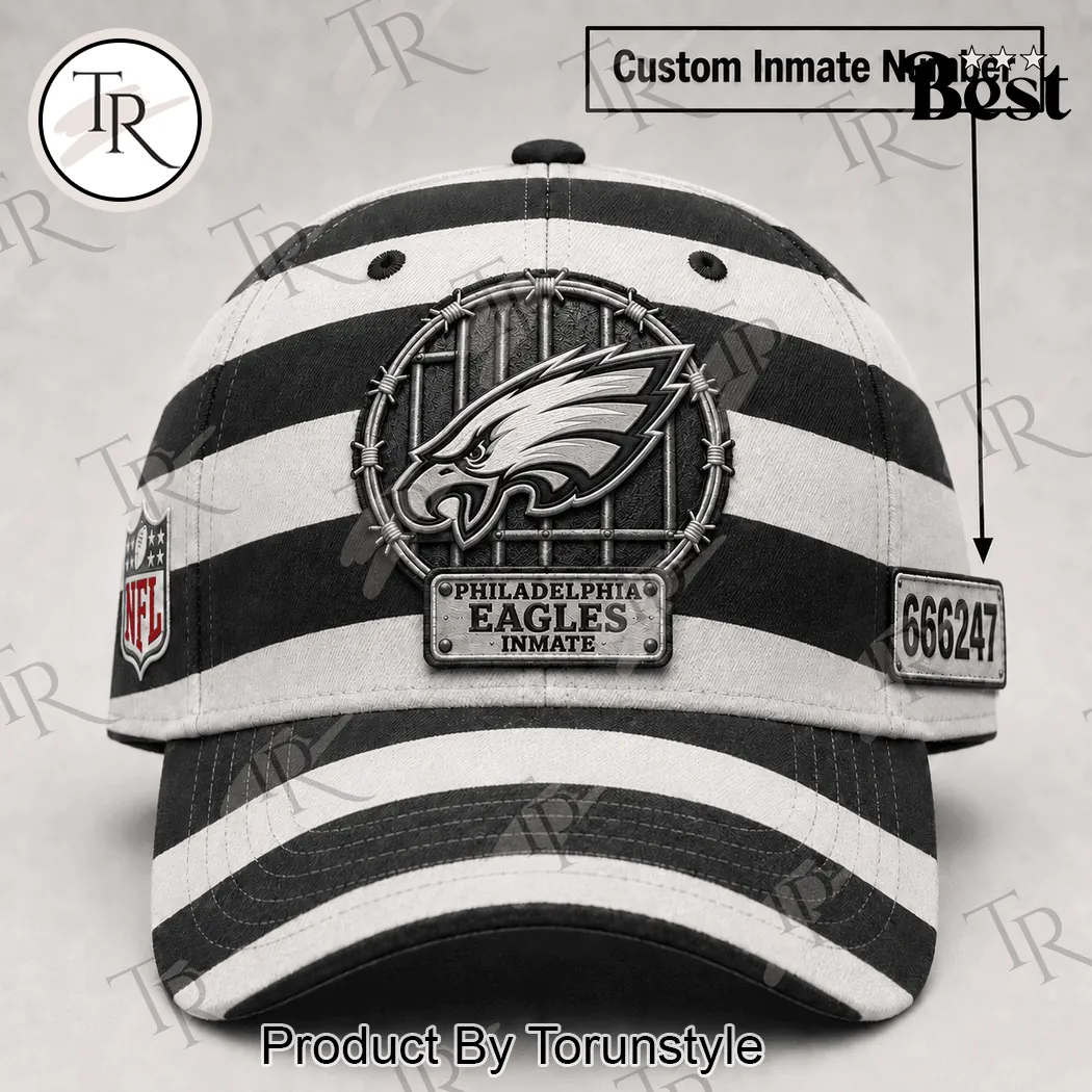 Philadelphia Eagles Inmate Personalized Custom Number Striped Baseball Cap Philadelphia Eagles Inmate Personalized Custom Number Striped Baseball Cap