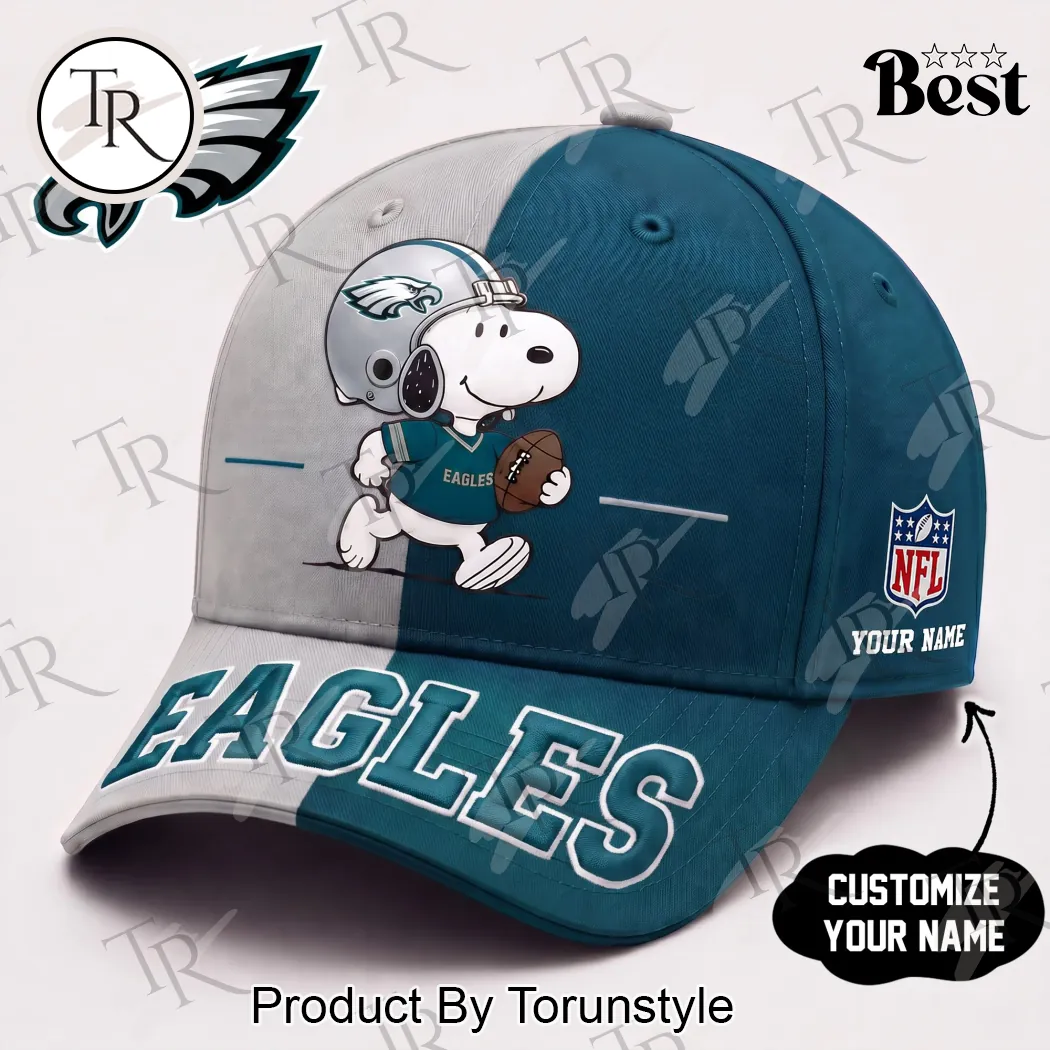 Philadelphia Eagles Snoopy Personalized Custom Name Two-Tone Game Day Baseball Cap Philadelphia Eagles Snoopy Personalized Custom Name Two-Tone Game Day Baseball Cap