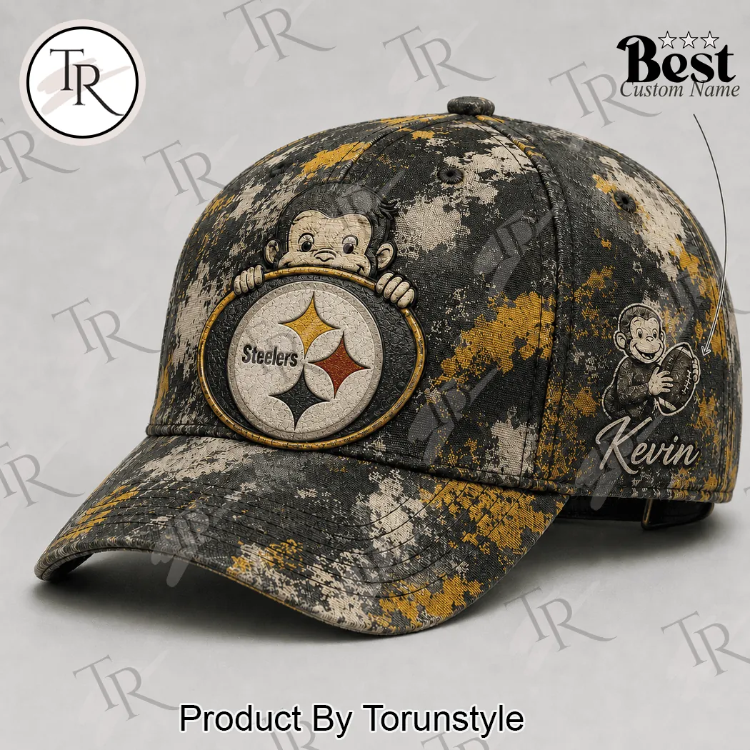 Pittsburgh Steelers Curious George Personalized Custom Name Camo Baseball Cap Pittsburgh Steelers Curious George Personalized Custom Name Camo Baseball Cap