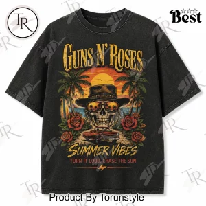 Guns N Roses Summer Vibes Vintage Washed Black Graphic T-Shirt