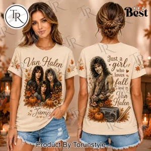 Van Halen Just A Girl Who Loves Fall Vintage Autumn Pumpkin T-Shirt