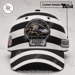 Baltimore Ravens NFL Funny Inmate Striped Custom Number Baseball Cap