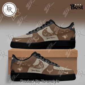 Custom Blue Jays Deer Hunting Edition Personalized Name Brown Air Force 1 Sneakers