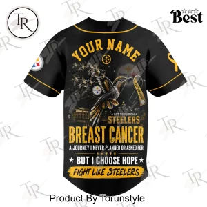 Pittsburgh Steelers Breast Cancer Awareness Hope Over Fear Personalized Black Gold Baseball Jersey
