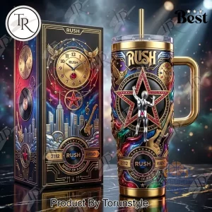 Rush 2112 Spirit Of Radio Starman Premium 3D Gold Insulated Stainless Steel Tumbler with Handle
