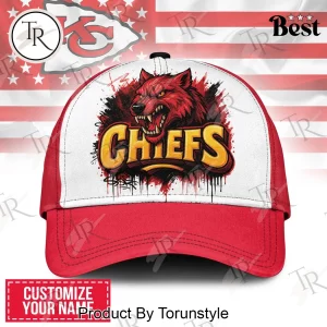 Kansas City Chiefs KC Wolf Mascot Personalized Name Custom Graffiti Baseball Cap