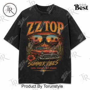 ZZ Top Vintage Rock Band Summer Vibes Retro Graphic Washed Black T-Shirt