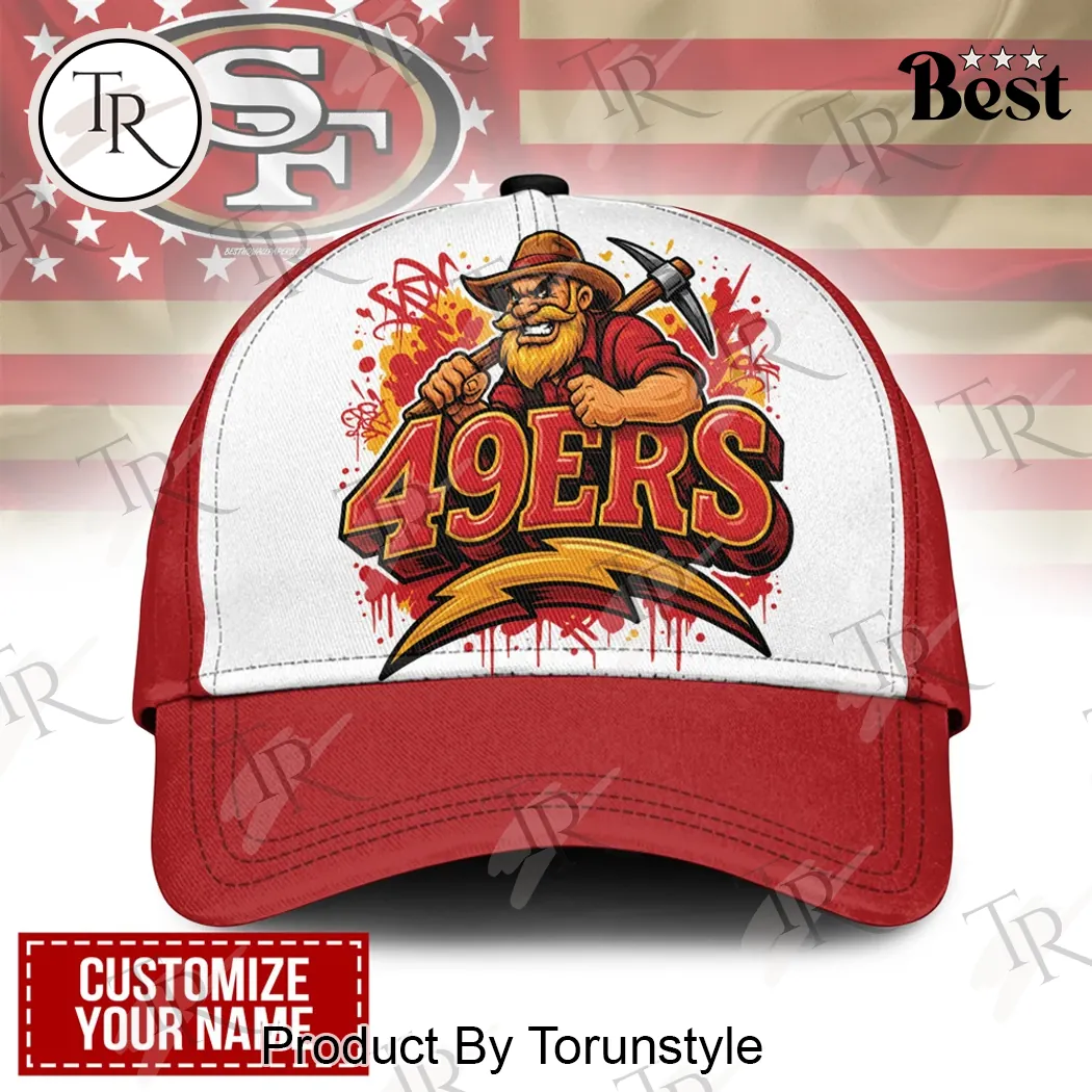San Francisco 49ers Personalized Name Graffiti Mascot Premium Baseball Cap San Francisco 49ers Personalized Name Graffiti Mascot Premium Baseball Cap