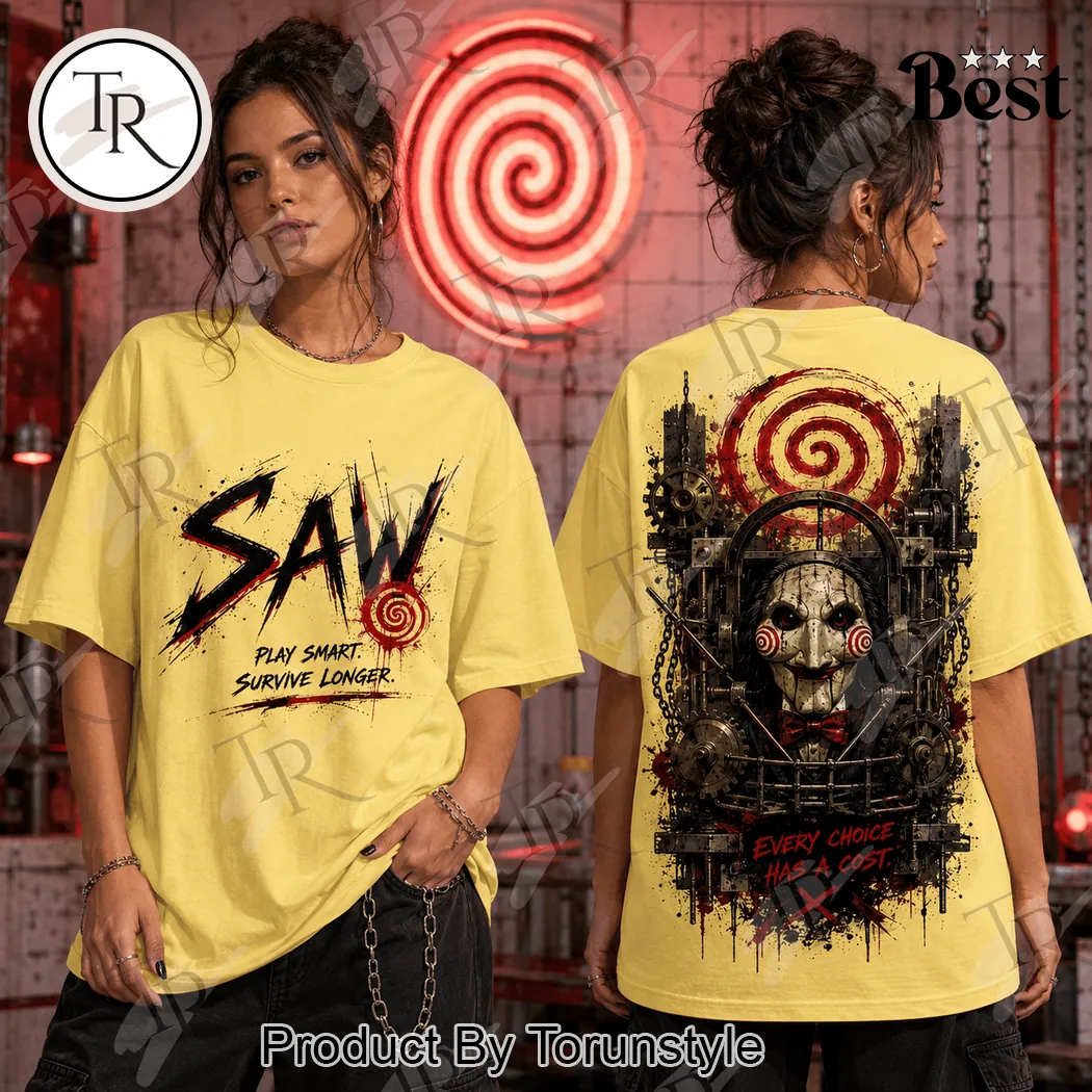SAW Jigsaw Puppet Halloween Horror Movie Graphic T-Shirt SAW Jigsaw Puppet Halloween Horror Movie Graphic T-Shirt