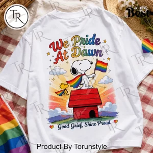 Snoopy We Pride At Dawn Rainbow LGBTQ Graphic T-Shirt