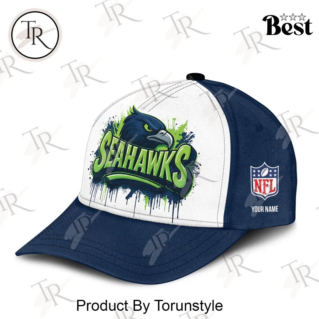 Seattle Seahawks Personalized NFL Football Graffiti Paint Drip Baseball Cap Seattle Seahawks Personalized NFL Football Graffiti Paint Drip Baseball Cap