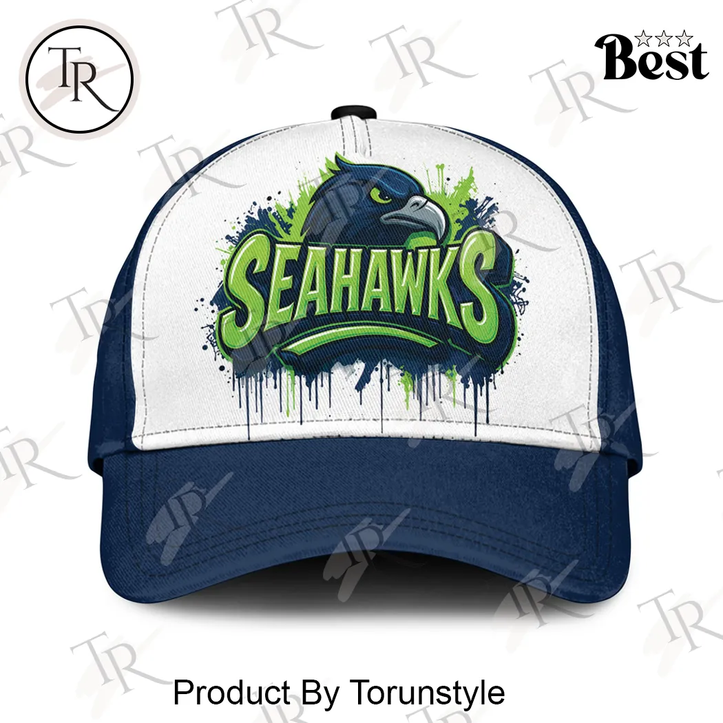 Seattle Seahawks Personalized NFL Football Graffiti Paint Drip Baseball Cap Seattle Seahawks Personalized NFL Football Graffiti Paint Drip Baseball Cap