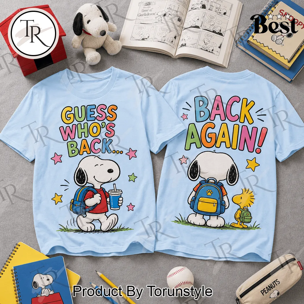 Snoopy Peanuts Back to School Guess Who's Back Light Blue T-Shirt Snoopy Peanuts Back to School Guess Who's Back Light Blue T-Shirt