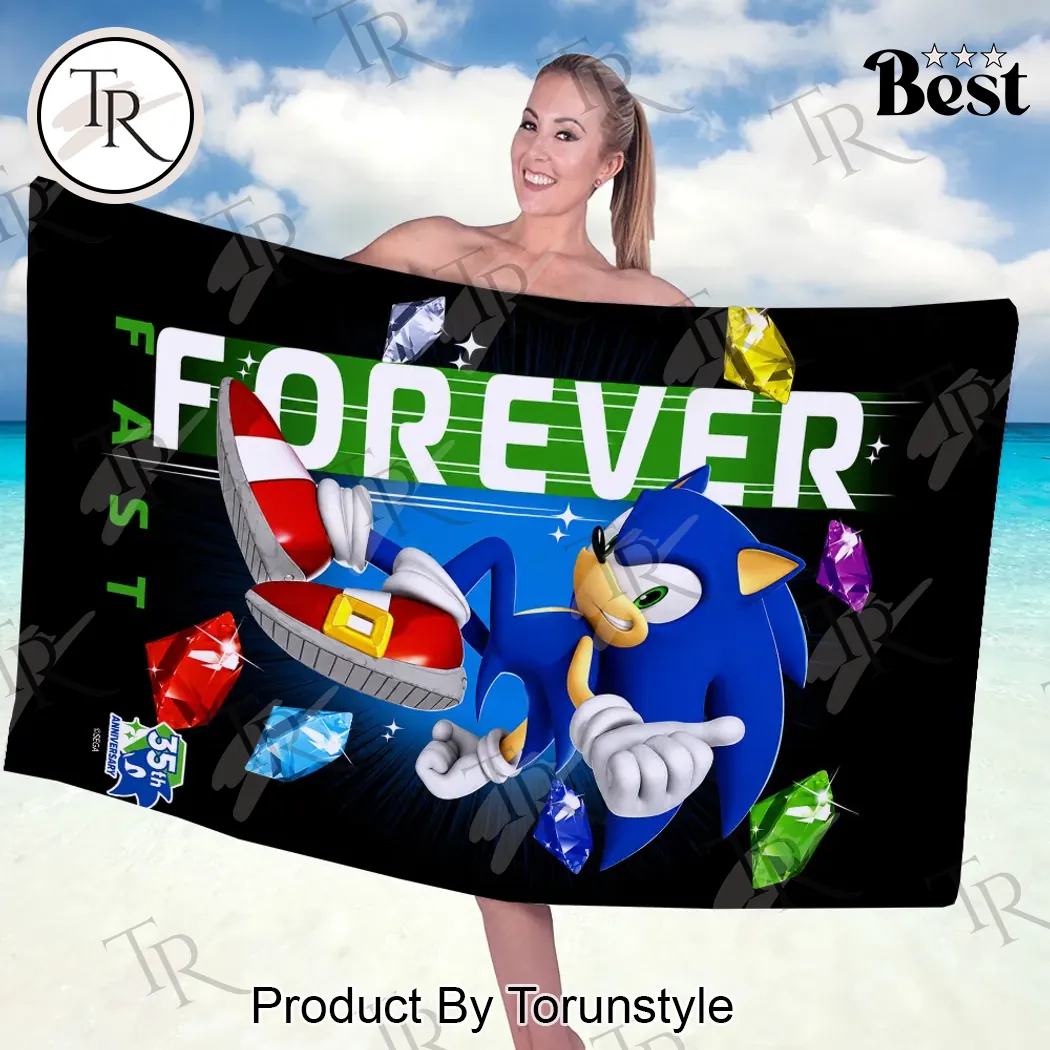 Sonic the Hedgehog 35th Anniversary Fast Forever Commemorative Quick Dry Beach Towel Sonic the Hedgehog 35th Anniversary Fast Forever Commemorative Quick Dry Beach Towel